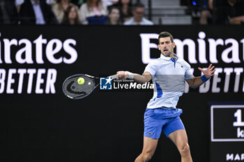 2024-01-19 - Novak Djokovic of Serbia during the Australian Open AO 2024 Grand Slam tennis tournament on January 19, 2024 at Melbourne Park in Australia. Photo Victor Joly / DPPI - TENNIS - AUSTRALIAN OPEN 2024 - WEEK 1 - INTERNATIONALS - TENNIS