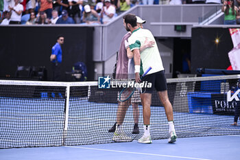 2024-01-21 - Karen Khachanov and Jannik Sinner during the Australian Open AO 2024 Grand Slam tennis tournament on January 21, 2024 at Melbourne Park in Australia. Photo Victor Joly / DPPI - TENNIS - AUSTRALIAN OPEN 2024 - WEEK 1 - INTERNATIONALS - TENNIS