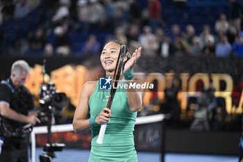 2024-01-22 - Qinwen Zheng of China during the Australian Open 2024, Grand Slam tennis tournament on January 22, 2024 at Melbourne Park in Melbourne, Australia - TENNIS - AUSTRALIAN OPEN 2024 - WEEK 2 - INTERNATIONALS - TENNIS