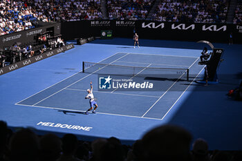 2024-01-23 - Gneral illustration view of the Rod Laver Arena center court with Novak Djokovic during the Australian Open 2024 Grand Slam tennis tournament on January 22, 2024 at Melbourne Park in Melbourne, Australia. Photo Victor Joly / DPPI - TENNIS - AUSTRALIAN OPEN 2024 - WEEK 2 - INTERNATIONALS - TENNIS