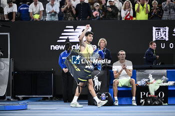 2024-01-24 - Sascha Alexander Zverev and Carlos Alcaraz during the Australian Open AO 2024 Grand Slam tennis tournament on January 24, 2024 at Melbourne Park in Melbourne, Australia. Photo Victor Joly / DPPI - TENNIS - AUSTRALIAN OPEN 2024 - WEEK 2 - INTERNATIONALS - TENNIS