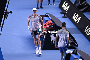 2024-01-26 - Jannik Sinner and Novak Djokovic during the Australian Open AO 2024 Grand Slam tennis tournament on January 26, 2024 at Melbourne Park in Melbourne, Australia. Photo Victor Joly / DPPI - TENNIS - AUSTRALIAN OPEN 2024 - WEEK 2 - INTERNATIONALS - TENNIS