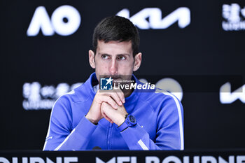2024-01-26 - Novak Djokovic during a press conference during the Australian Open AO 2024 Grand Slam tennis tournament on January 26, 2024 at Melbourne Park in Melbourne, Australia. Photo Victor Joly / DPPI - TENNIS - AUSTRALIAN OPEN 2024 - WEEK 2 - INTERNATIONALS - TENNIS