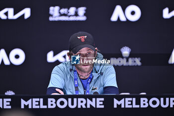 2024-01-26 - Gilles Cervara coach of Daniil Medvedev during a press conference during the Australian Open AO 2024 Grand Slam tennis tournament on January 26, 2024 at Melbourne Park in Melbourne, Australia. Photo Victor Joly / DPPI - TENNIS - AUSTRALIAN OPEN 2024 - WEEK 2 - INTERNATIONALS - TENNIS