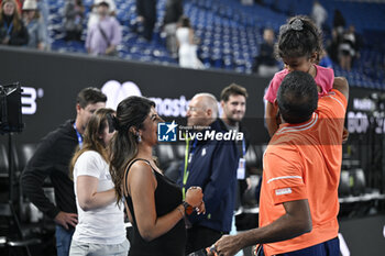 2024-01-27 - Rohan Bopanna with his wife Supriya Annaiah and his daughter Tridha during the Australian Open AO 2024 women's final Grand Slam tennis tournament on January 27, 2024 at Melbourne Park in Australia. Photo Victor Joly / DPPI - TENNIS - AUSTRALIAN OPEN 2024 - WEEK 2 - INTERNATIONALS - TENNIS