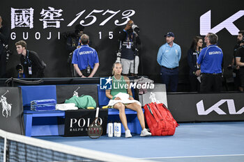 2024-01-27 - Zheng Qinwen during the Australian Open AO 2024 women's final Grand Slam tennis tournament on January 27, 2024 at Melbourne Park in Australia. Photo Victor Joly / DPPI - TENNIS - AUSTRALIAN OPEN 2024 - WEEK 2 - INTERNATIONALS - TENNIS