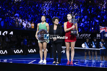 2024-01-27 - Aryna Sabalenka and Zheng Qinwen during the Australian Open AO 2024 women's final Grand Slam tennis tournament on January 27, 2024 at Melbourne Park in Australia. Photo Victor Joly / DPPI - TENNIS - AUSTRALIAN OPEN 2024 - WEEK 2 - INTERNATIONALS - TENNIS