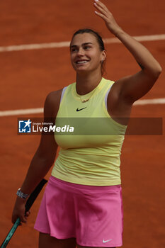 2024-05-15 - Rome, Italy 15.05.2024: Aryna Sabalenka VS Jelena Ostapenko (LAT) during Internazionali BNL 2024 women's WTA1000 Open tennis tournament in Rome at Grand Stand Arena . - INTERNAZIONALI BNL D'ITALIA - INTERNATIONALS - TENNIS