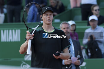 2024-04-11 - Jannik Sinner of Italy celebrates his victory over Jan-Lennard Struff of Germany during day 5 of the Rolex Monte-Carlo 2024, ATP Masters 1000 tennis event on April 11, 2024 at Monte-Carlo Country Club in Roquebrune Cap Martin, France - TENNIS - ROLEX MONTE-CARLO MASTERS 2024 - 11/04 - INTERNATIONALS - TENNIS