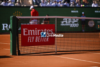 2024-04-11 - Illustration of the net with log Emirates Fly Better during the Rolex Monte-Carlo ATP Masters 1000 tennis on April 11, 2024 at Monte Carlo Country Club in Roquebrune Cap Martin, France near Monaco. Photo Victor Joly / DPPI - TENNIS - ROLEX MONTE CARLO MASTERS 2024 - 11/04 - INTERNATIONALS - TENNIS