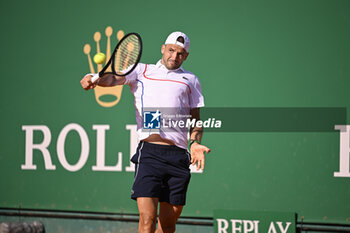 2024-04-11 - Grigor Dimitrov hits a one-handed backhand during the Rolex Monte-Carlo ATP Masters 1000 tennis on April 11, 2024 at Monte Carlo Country Club in Roquebrune Cap Martin, France near Monaco. Photo Victor Joly / DPPI - TENNIS - ROLEX MONTE CARLO MASTERS 2024 - 11/04 - INTERNATIONALS - TENNIS