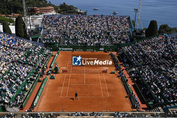 2024-04-12 - General atmosphere ambiance view or ambience illustration of center Court Rainier III during the Rolex Monte-Carlo ATP Masters 1000 tennis on April 12, 2024 at Monte Carlo Country Club in Roquebrune Cap Martin, France near Monaco. Photo Victor Joly / DPPI - TENNIS - ROLEX MONTE CARLO MASTERS 2024 - 12/04 - INTERNATIONALS - TENNIS