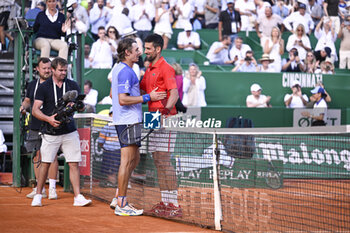 2024-04-12 - Novak Djokovic and Alex De Minaur during the Rolex Monte-Carlo ATP Masters 1000 tennis on April 12, 2024 at Monte Carlo Country Club in Roquebrune Cap Martin, France near Monaco. Photo Victor Joly / DPPI - TENNIS - ROLEX MONTE CARLO MASTERS 2024 - 12/04 - INTERNATIONALS - TENNIS
