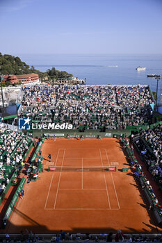 2024-04-13 - General atmosphere ambiance view or ambience illustration of center Court Rainier III during the Rolex Monte-Carlo ATP Masters 1000 tennis on April 13, 2024 at Monte Carlo Country Club in Roquebrune Cap Martin, France near Monaco. Photo Victor Joly / DPPI - TENNIS - ROLEX MONTE CARLO MASTERS 2024 - 13/04 - INTERNATIONALS - TENNIS