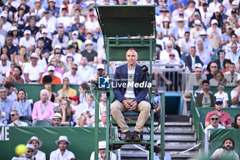 2024-04-13 - Chair umpire or referee Mohamed Lahyani during the Rolex Monte-Carlo ATP Masters 1000 tennis on April 13, 2024 at Monte Carlo Country Club in Roquebrune Cap Martin, France near Monaco. Photo Victor Joly / DPPI - TENNIS - ROLEX MONTE CARLO MASTERS 2024 - 13/04 - INTERNATIONALS - TENNIS
