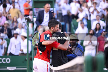 2024-04-13 - Novak Djokovic and Casper Ruud during the Rolex Monte-Carlo ATP Masters 1000 tennis on April 13, 2024 at Monte Carlo Country Club in Roquebrune Cap Martin, France near Monaco. Photo Victor Joly / DPPI - TENNIS - ROLEX MONTE CARLO MASTERS 2024 - 13/04 - INTERNATIONALS - TENNIS