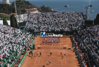 2024-04-14 - General view of the Court Rainier III before the final on day 8 of the Rolex Monte-Carlo 2024, ATP Masters 1000 tennis event on April 14, 2024 at Monte-Carlo Country Club in Roquebrune Cap Martin, France - TENNIS - ROLEX MONTE CARLO MASTERS 2024 - 14/04 - INTERNATIONALS - TENNIS