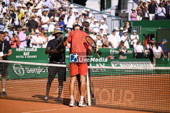 2024-04-14 - Stefanos Tsitsipas and Casper Ruud during the Rolex Monte-Carlo final ATP Masters 1000 tennis on April 14, 2024 at Monte Carlo Country Club in Roquebrune Cap Martin, France near Monaco. Photo Victor Joly / DPPI - TENNIS - ROLEX MONTE CARLO MASTERS 2024 - 14/04 - INTERNATIONALS - TENNIS