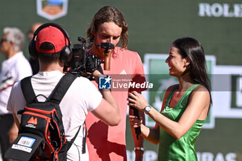 2024-04-14 - Alize Lim and Stefanos Tsitsipas during the Rolex Monte-Carlo final ATP Masters 1000 tennis on April 14, 2024 at Monte Carlo Country Club in Roquebrune Cap Martin, France near Monaco. Photo Victor Joly / DPPI - TENNIS - ROLEX MONTE CARLO MASTERS 2024 - 14/04 - INTERNATIONALS - TENNIS