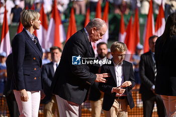 2024-04-14 - Albert II Grimaldi Prince of Monaco Princess Charlene Wittstock and Jacques during the Rolex Monte-Carlo final ATP Masters 1000 tennis on April 14, 2024 at Monte Carlo Country Club in Roquebrune Cap Martin, France near Monaco. Photo Victor Joly / DPPI - TENNIS - ROLEX MONTE CARLO MASTERS 2024 - 14/04 - INTERNATIONALS - TENNIS