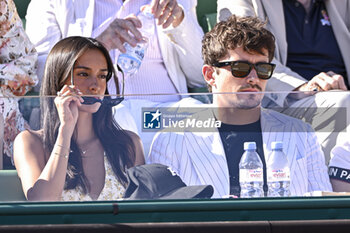 2024-04-14 - Charles Leclerc and his girlfriend Alexandra Saint Mleux during the Rolex Monte-Carlo final ATP Masters 1000 tennis on April 14, 2024 at Monte Carlo Country Club in Roquebrune Cap Martin, France near Monaco. Photo Victor Joly / DPPI - TENNIS - ROLEX MONTE CARLO MASTERS 2024 - 14/04 - INTERNATIONALS - TENNIS