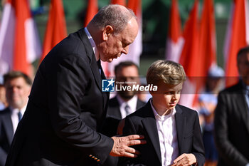 2024-04-14 - Albert II Grimaldi Prince of Monaco Princess Charlene Wittstock and Jacques during the Rolex Monte-Carlo final ATP Masters 1000 tennis on April 14, 2024 at Monte Carlo Country Club in Roquebrune Cap Martin, France near Monaco. Photo Victor Joly / DPPI - TENNIS - ROLEX MONTE CARLO MASTERS 2024 - 14/04 - INTERNATIONALS - TENNIS