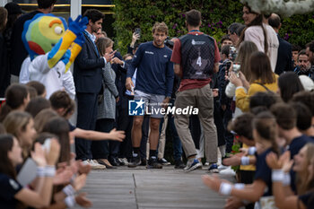 2024-04-21 - Casper Ruud (Norway) before jumping into the pool after the final ATP 500 Barcelona Open Banc Sabadell 2024 match at Real Club de Tenis de Barcelona, in Barcelona, Spain on April 21, 2024. Photo by Felipe Mondino - ATP 500 BARCELONA OPEN BANC SABADELL 2024 FINAL - STEFANOS TSITSIPAS (GRE) VS CASPER RUUD (NOR) - INTERNATIONALS - TENNIS