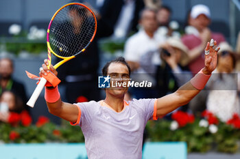 2024-04-25 - Rafael Nadal of Spain celebrates after winning against Darwin Blanch of USA during the Mutua Madrid Open 2024, ATP Masters 1000 and WTA 1000, tennis tournament on April 25, 2024 at Caja Magica in Madrid, Spain - TENNIS - MUTUA MADRID OPEN 2024 - INTERNATIONALS - TENNIS
