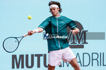 26/04/2024 - Andrey Rublev of Russia in action against Facundo Bagnis of Argentina during the Mutua Madrid Open 2024, ATP Masters 1000 and WTA 1000, tennis tournament on April 26, 2024 at Caja Magica in Madrid, Spain - TENNIS - MUTUA MADRID OPEN 2024 - INTERNAZIONALI - TENNIS