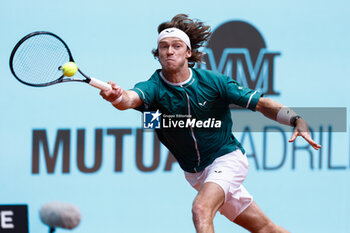 2024-04-26 - Andrey Rublev of Russia in action against Facundo Bagnis of Argentina during the Mutua Madrid Open 2024, ATP Masters 1000 and WTA 1000, tennis tournament on April 26, 2024 at Caja Magica in Madrid, Spain - TENNIS - MUTUA MADRID OPEN 2024 - INTERNATIONALS - TENNIS