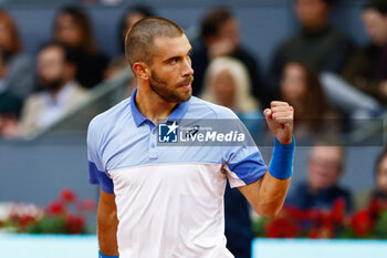26/04/2024 - Borna Coric of Croatia in action against Alexander Zverev of Germany during the Mutua Madrid Open 2024, ATP Masters 1000 and WTA 1000, tennis tournament on April 26, 2024 at Caja Magica in Madrid, Spain - TENNIS - MUTUA MADRID OPEN 2024 - INTERNAZIONALI - TENNIS