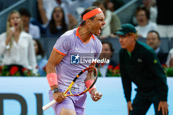 27/04/2024 - Rafael Nadal of Spain celebrates a point against Alex de Minaur of Australia during the Mutua Madrid Open 2024, ATP Masters 1000 and WTA 1000, tennis tournament on April 27, 2024 at Caja Magica in Madrid, Spain - TENNIS - MUTUA MADRID OPEN 2024 - INTERNAZIONALI - TENNIS