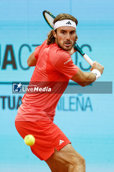 2024-04-27 - Stefanos Tsisipas of Greece in action against Thiago Monteiro of Brazil during the Mutua Madrid Open 2024, ATP Masters 1000 and WTA 1000, tennis tournament on April 27, 2024 at Caja Magica in Madrid, Spain - TENNIS - MUTUA MADRID OPEN 2024 - INTERNATIONALS - TENNIS