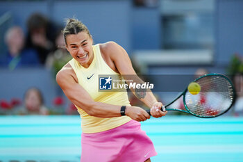 2024-04-28 - Aryna Sabalenka of Belarus in action against Robin Montgomery of Unites States during the Mutua Madrid Open 2024, ATP Masters 1000 and WTA 1000, tennis tournament on April 28, 2024 at Caja Magica in Madrid, Spain - TENNIS - MUTUA MADRID OPEN 2024 - INTERNATIONALS - TENNIS
