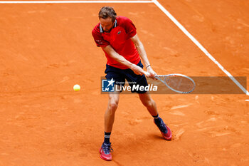 2024-04-29 - Daniil Medvedev of Russia in action against Sebastian Korda of USA during the Mutua Madrid Open 2024, ATP Masters 1000 and WTA 1000, tennis tournament on April 29, 2024 at Caja Magica in Madrid, Spain - TENNIS - MUTUA MADRID OPEN 2024 - INTERNATIONALS - TENNIS