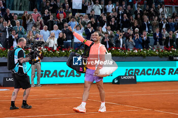 01/05/2024 - Rafael Nadal of Spain during his farewell of Madrid in his last tournament of Mutua Madrid Open after losing against Jiri Lehecka of Czech Republic during the Mutua Madrid Open 2024, ATP Masters 1000 and WTA 1000, tennis tournament on April 30, 2024 at Caja Magica in Madrid, Spain - TENNIS - MUTUA MADRID OPEN 2024 - INTERNAZIONALI - TENNIS