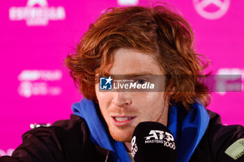 01/05/2024 - Andrey Rublev of Russia at press conference during the Mutua Madrid Open 2024, ATP Masters 1000 and WTA 1000, tennis tournament on May 1, 2024 at Caja Magica in Madrid, Spain - TENNIS - MUTUA MADRID OPEN 2024 - INTERNAZIONALI - TENNIS