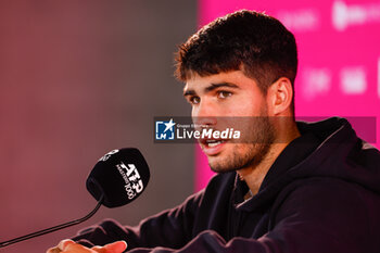 01/05/2024 - Carlos Alcaraz of Spain at press conference during the Mutua Madrid Open 2024, ATP Masters 1000 and WTA 1000, tennis tournament on May 1, 2024 at Caja Magica in Madrid, Spain - TENNIS - MUTUA MADRID OPEN 2024 - INTERNAZIONALI - TENNIS