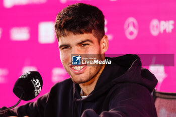 2024-05-01 - Carlos Alcaraz of Spain at press conference during the Mutua Madrid Open 2024, ATP Masters 1000 and WTA 1000, tennis tournament on May 1, 2024 at Caja Magica in Madrid, Spain - TENNIS - MUTUA MADRID OPEN 2024 - INTERNATIONALS - TENNIS