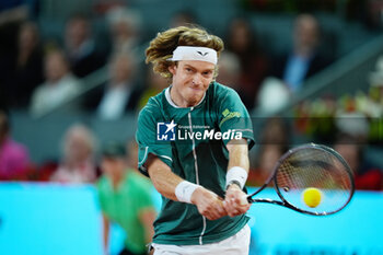 05/05/2024 - Andrey Rublev of Russia in action against Felix Auger-Aliassime of Canada during the Mutua Madrid Open 2024, ATP Masters 1000 and WTA 1000, tennis tournament on May 5, 2024 at Caja Magica in Madrid, Spain - TENNIS - MUTUA MADRID OPEN 2024 - INTERNAZIONALI - TENNIS