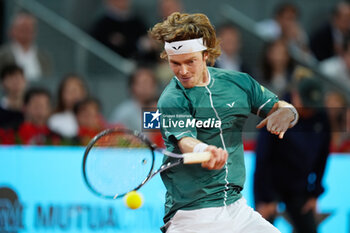 05/05/2024 - Andrey Rublev of Russia in action against Felix Auger-Aliassime of Canada during the Mutua Madrid Open 2024, ATP Masters 1000 and WTA 1000, tennis tournament on May 5, 2024 at Caja Magica in Madrid, Spain - TENNIS - MUTUA MADRID OPEN 2024 - INTERNAZIONALI - TENNIS