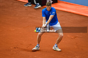 2024-05-14 - Italy, Turin 14/05/2024
Sporting Press Club (Turin).
Challenger 175 Piemonte Open Intesa Sanpaolo Tournament Qualifications

German derby Yannick Hanfmann- Maximilia Marterer (suspended at 6-4 0-1) during the Challenger 175 Piemonte Open Intesa Sanpaolo Tournament - 2024 PIEMONTE OPEN INTESA SAN PAOLO - INTERNATIONALS - TENNIS