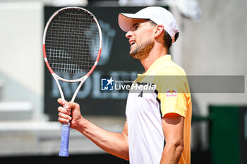 2024-05-20 - Dominic THIEM of Austria celebrates his point during first qualifying day of Roland-Garros 2024, ATP and WTA Grand Slam tennis tournament on May 20, 2024 at Roland-Garros stadium in Paris, France - TENNIS - ROLAND GARROS 2024 - PREVIEWS - INTERNATIONALS - TENNIS