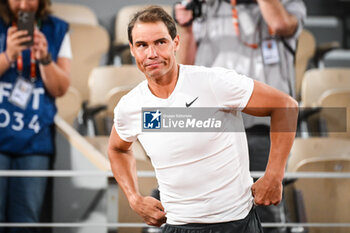 2024-05-20 - Rafael NADAL of Spain during a training session of Roland-Garros 2024, ATP and WTA Grand Slam tennis tournament on May 20, 2024 at Roland-Garros stadium in Paris, France - TENNIS - ROLAND GARROS 2024 - PREVIEWS - INTERNATIONALS - TENNIS