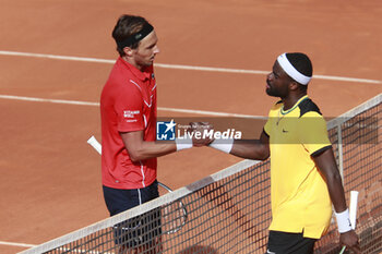 2024-05-22 - Arthur RINDERKNECH (FRA) and Frances TIAFOE (USA) during the Open Parc Auvergne-Rhone-Alpes Lyon 2024, ATP 250 Tennis tournament on May 22, 2024 at Parc de la Tete d'Or in Lyon, France - TENNIS - OPEN PARC LYON 2024 - INTERNATIONALS - TENNIS