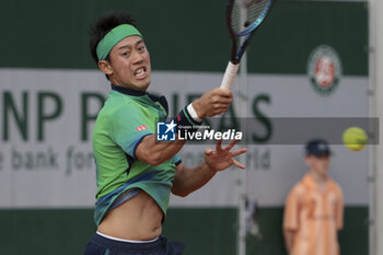 2024-05-26 - Kei Nishikori of Japan during day 1 of the 2024 French Open, Roland-Garros 2024, Grand Slam tennis tournament on May 26, 2024 at Roland-Garros stadium in Paris, France - TENNIS - ROLAND GARROS 2024 - 26/05 - INTERNATIONALS - TENNIS