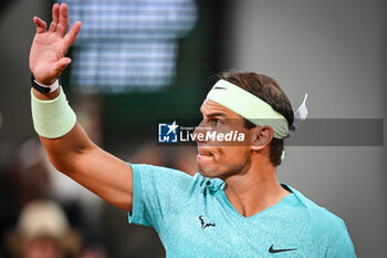 2024-05-27 - Alexander ZVEREV of Germany and Rafael NADAL of Spain during the second day of Roland-Garros 2024, ATP and WTA Grand Slam tennis tournament on May 27, 2024 at Roland-Garros stadium in Paris, France - TENNIS - ROLAND GARROS 2024 - 27/05 - INTERNATIONALS - TENNIS