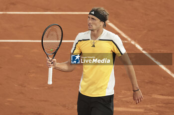 2024-05-27 - Alexander Zverev aka Sascha Zverev of Germany during his first round match against Rafael Nadal of Spain on day 2 of the 2024 French Open, Roland-Garros 2024, Grand Slam tennis tournament on May 27, 2024 at Roland-Garros stadium in Paris, France - TENNIS - ROLAND GARROS 2024 - 27/05 - INTERNATIONALS - TENNIS