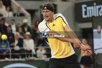 2024-05-27 - Alexander Zverev aka Sascha Zverev of Germany during his first round match against Rafael Nadal of Spain on day 2 of the 2024 French Open, Roland-Garros 2024, Grand Slam tennis tournament on May 27, 2024 at Roland-Garros stadium in Paris, France - TENNIS - ROLAND GARROS 2024 - 27/05 - INTERNATIONALS - TENNIS