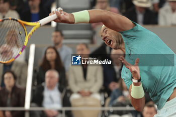 2024-05-27 - Rafael Nadal of Spain during his first round match against Alexander Zverev aka Sascha Zverev of Germany on day 2 of the 2024 French Open, Roland-Garros 2024, Grand Slam tennis tournament on May 27, 2024 at Roland-Garros stadium in Paris, France - TENNIS - ROLAND GARROS 2024 - 27/05 - INTERNATIONALS - TENNIS